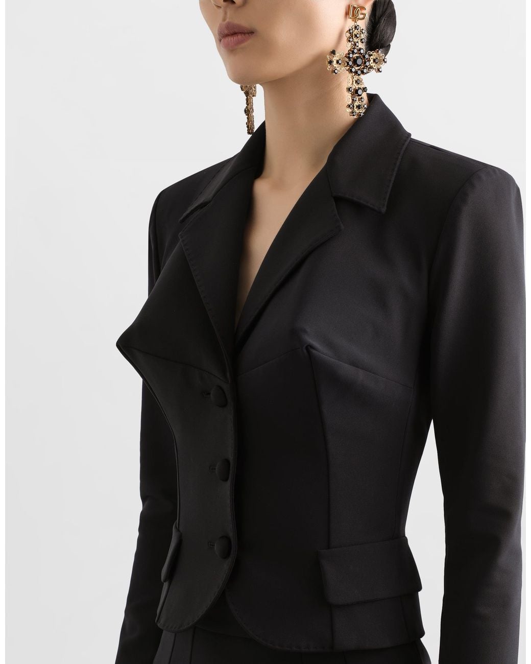 Dolce & Gabbana Black Short Single-Breasted Technical Cady Jacket