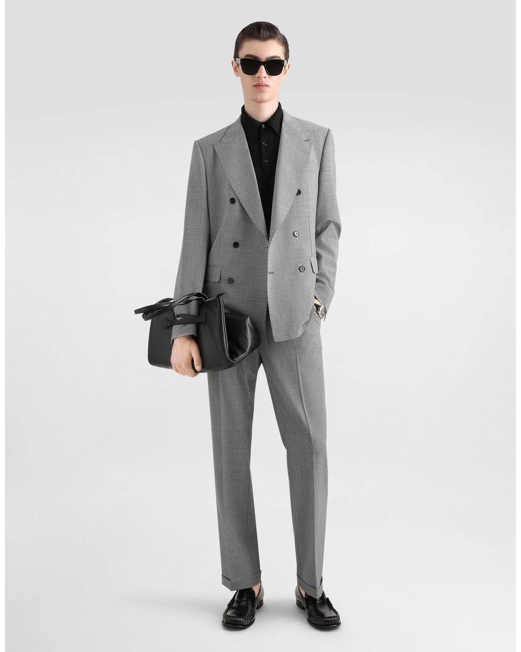 Dolce & Gabbana Gray Double-Breasted Wool Jacket for men