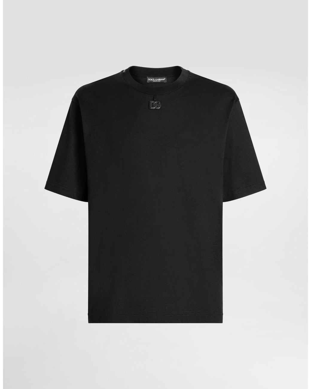 Dolce & Gabbana Black Cotton T-Shirt With Patch for men