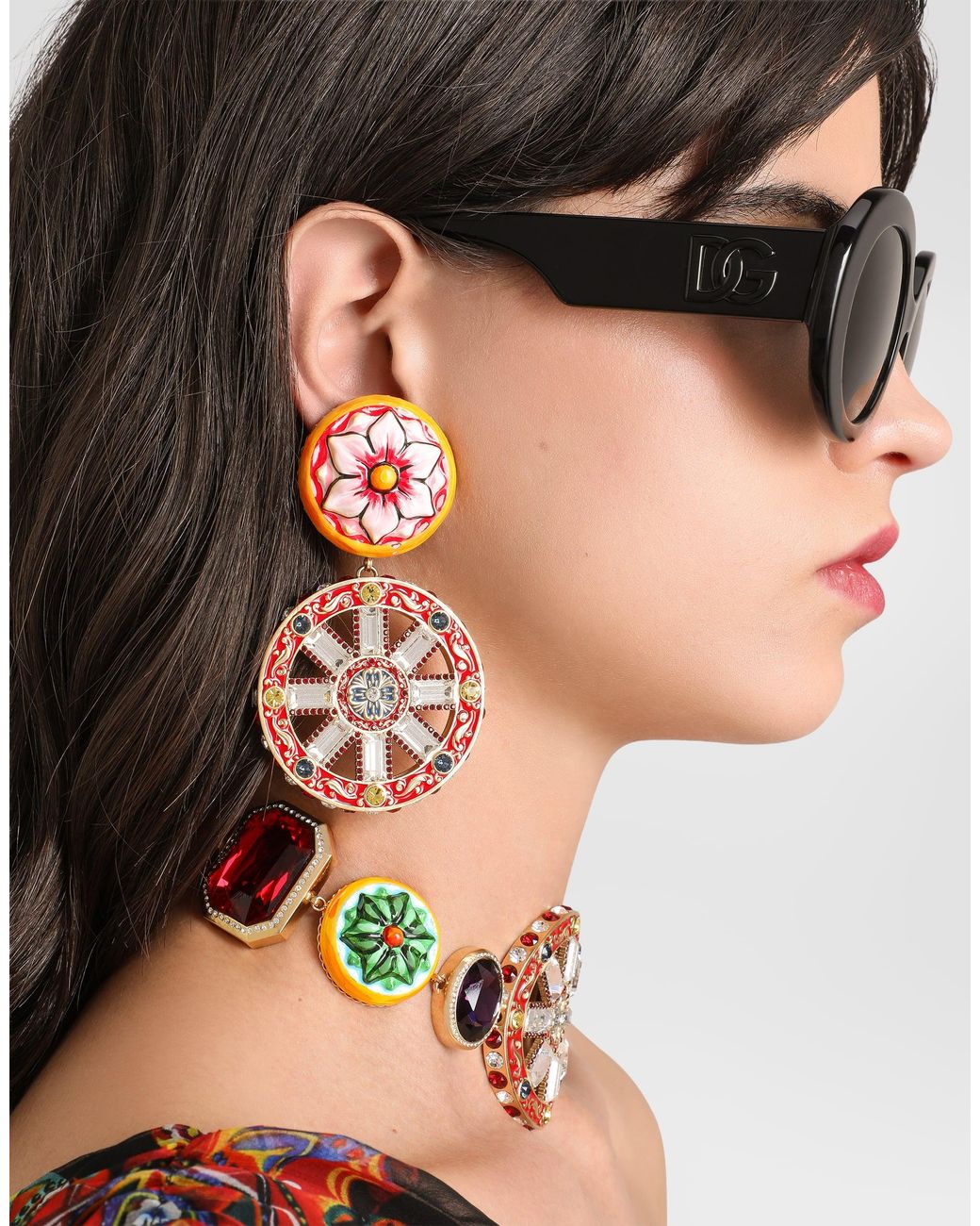 Dolce & Gabbana White Carretto Wheel Clip Earrings
