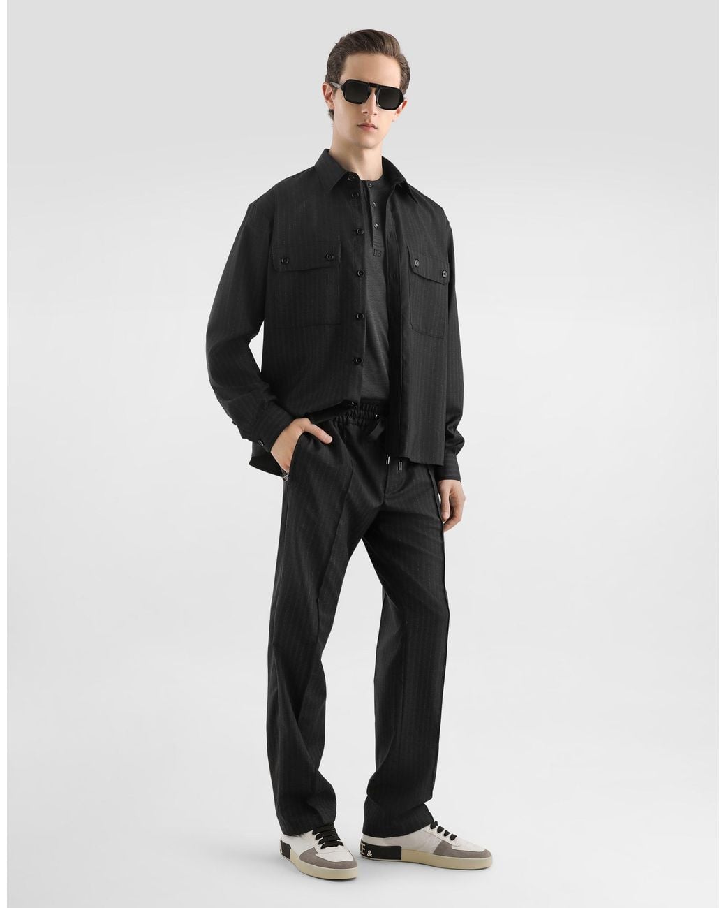 Dolce & Gabbana Tailored Pinstripe Jogging Trousers in Black für Herren