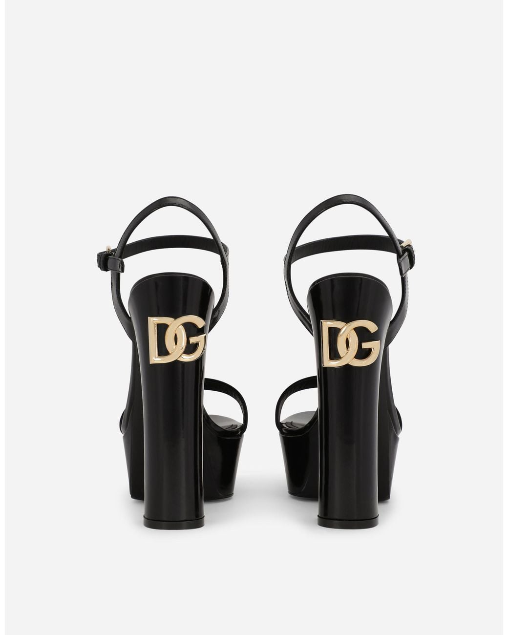 Dolce & Gabbana White Polished Calfskin Platform Sandals