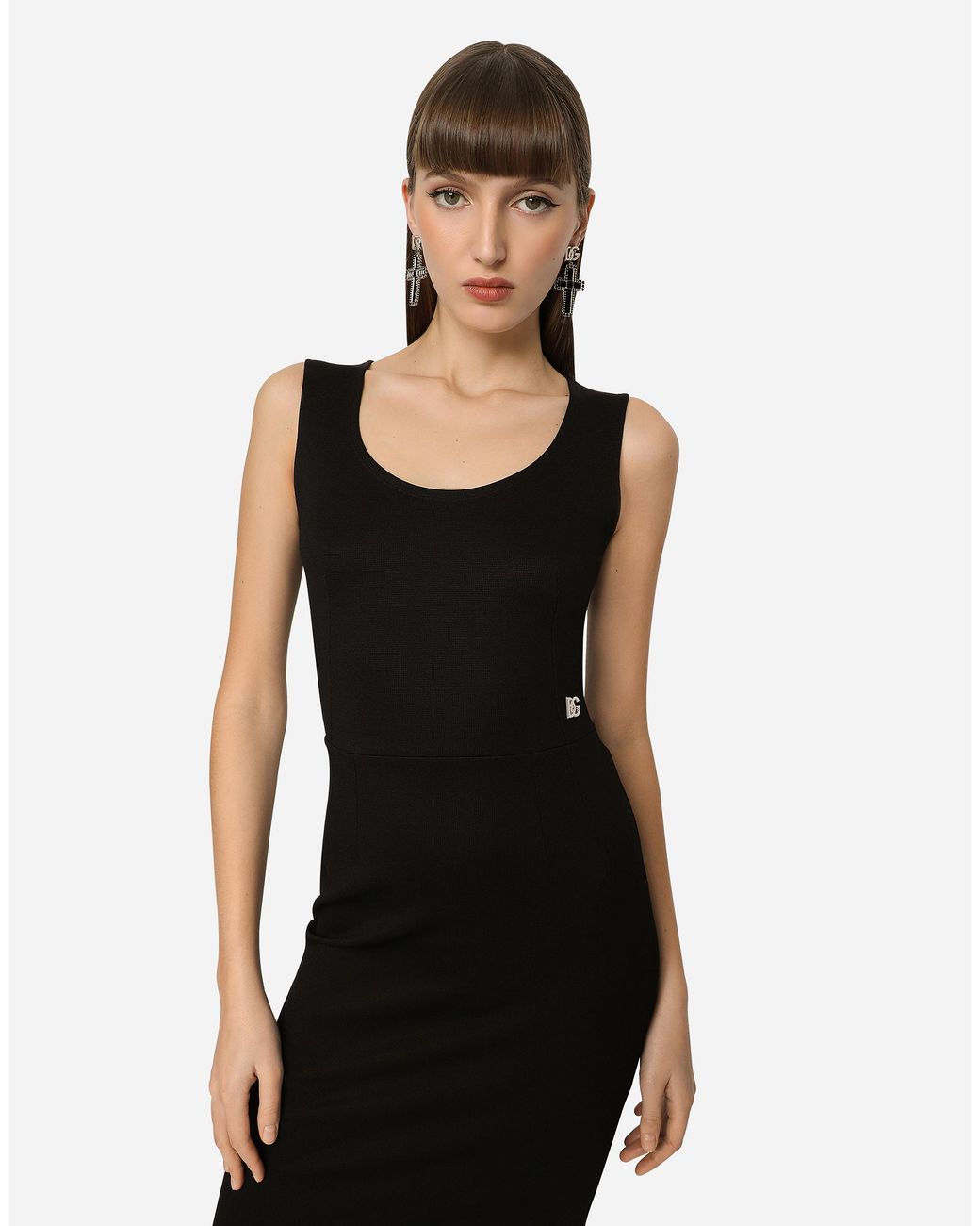 Robe Midi Sans Manches En Maille Milano Dolce & Gabbana en coloris Black