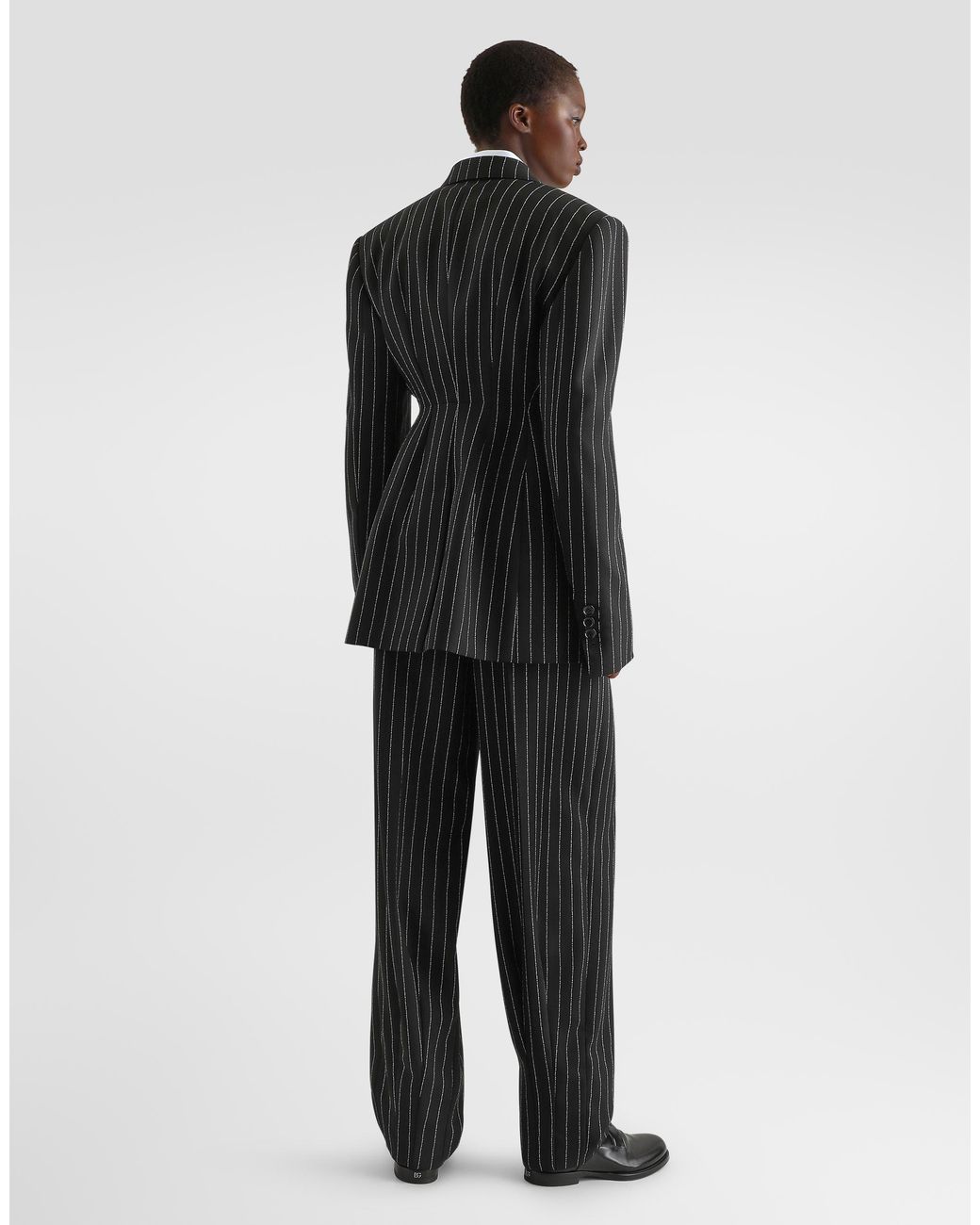 Dolce & Gabbana Black Single-Breasted Pinstripe Virgin Wool Jacket