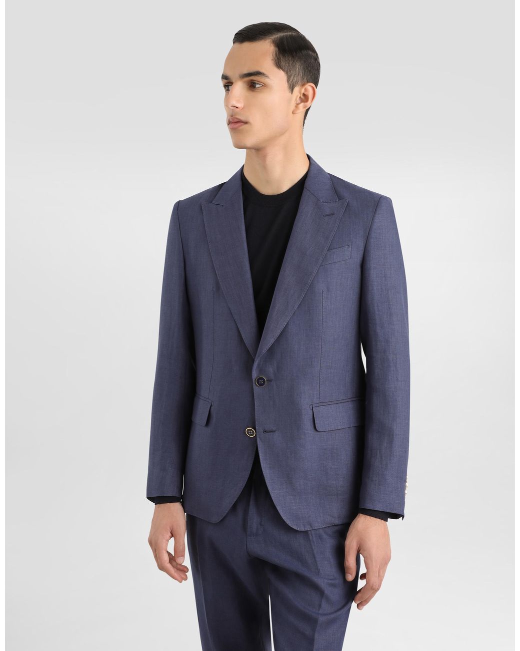 Dolce & Gabbana Blue Linen Sicilia-Fit Jacket for men