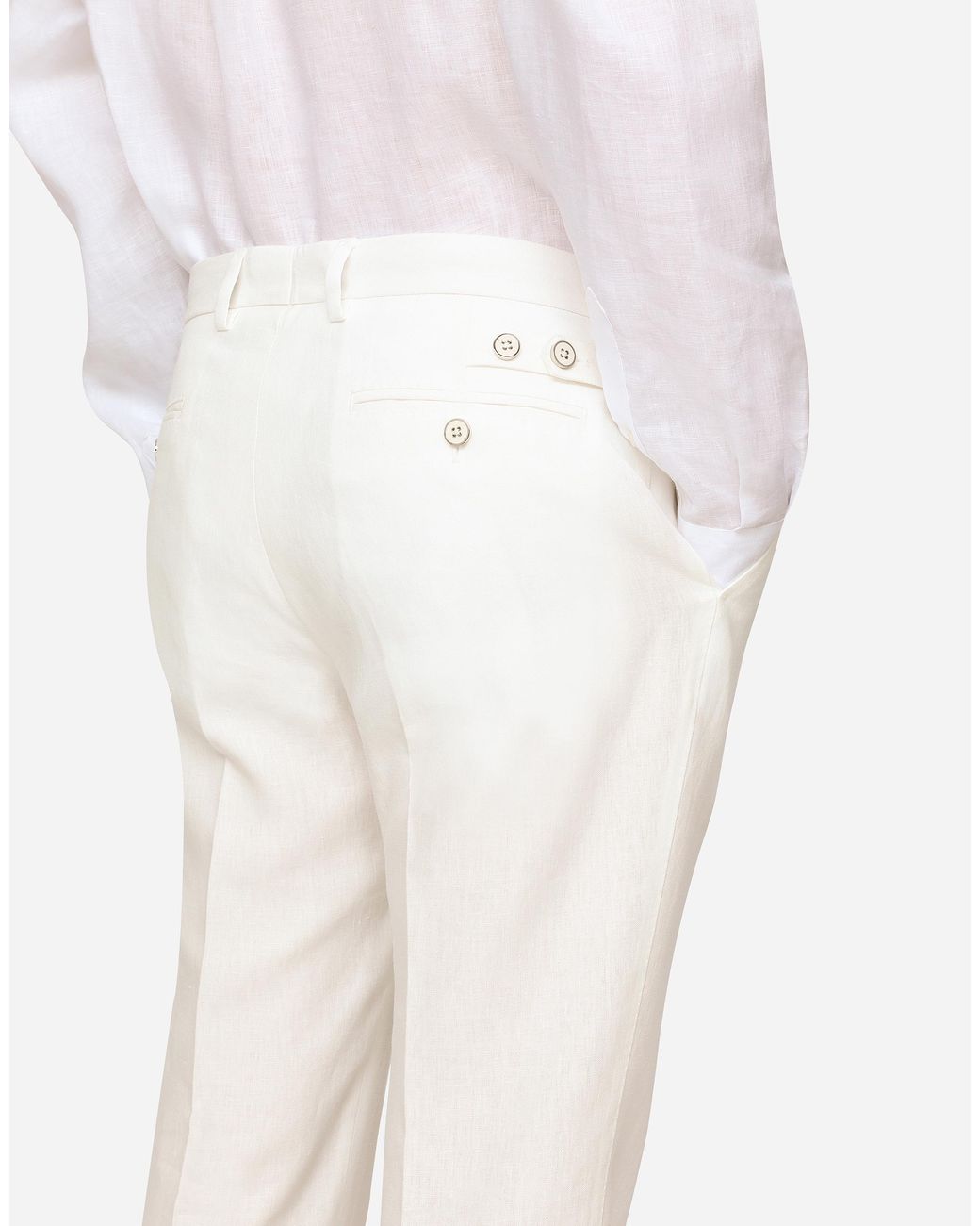 Dolce & Gabbana White Linen Pants for men