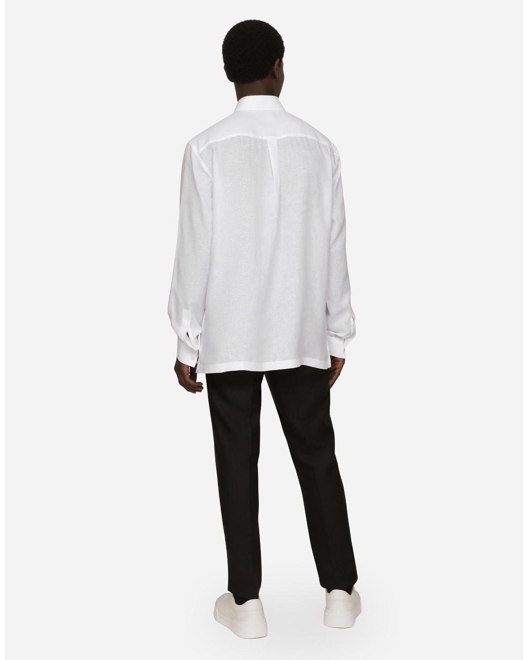 メンズ Dolce & Gabbana パンツ リネン ロゴラベル Black