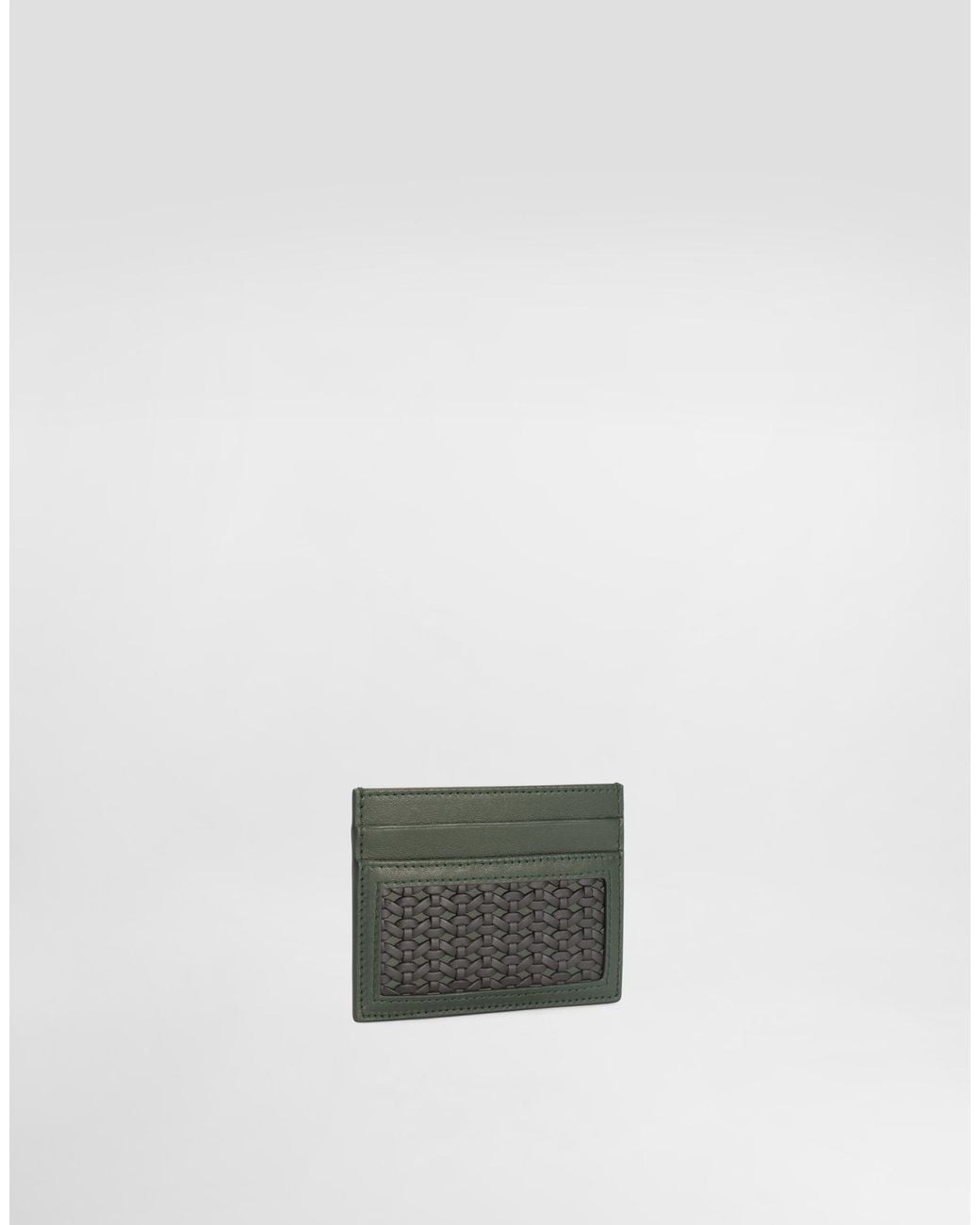 Dolce & Gabbana Green Plongé Woven Calfskin Card Holder for men
