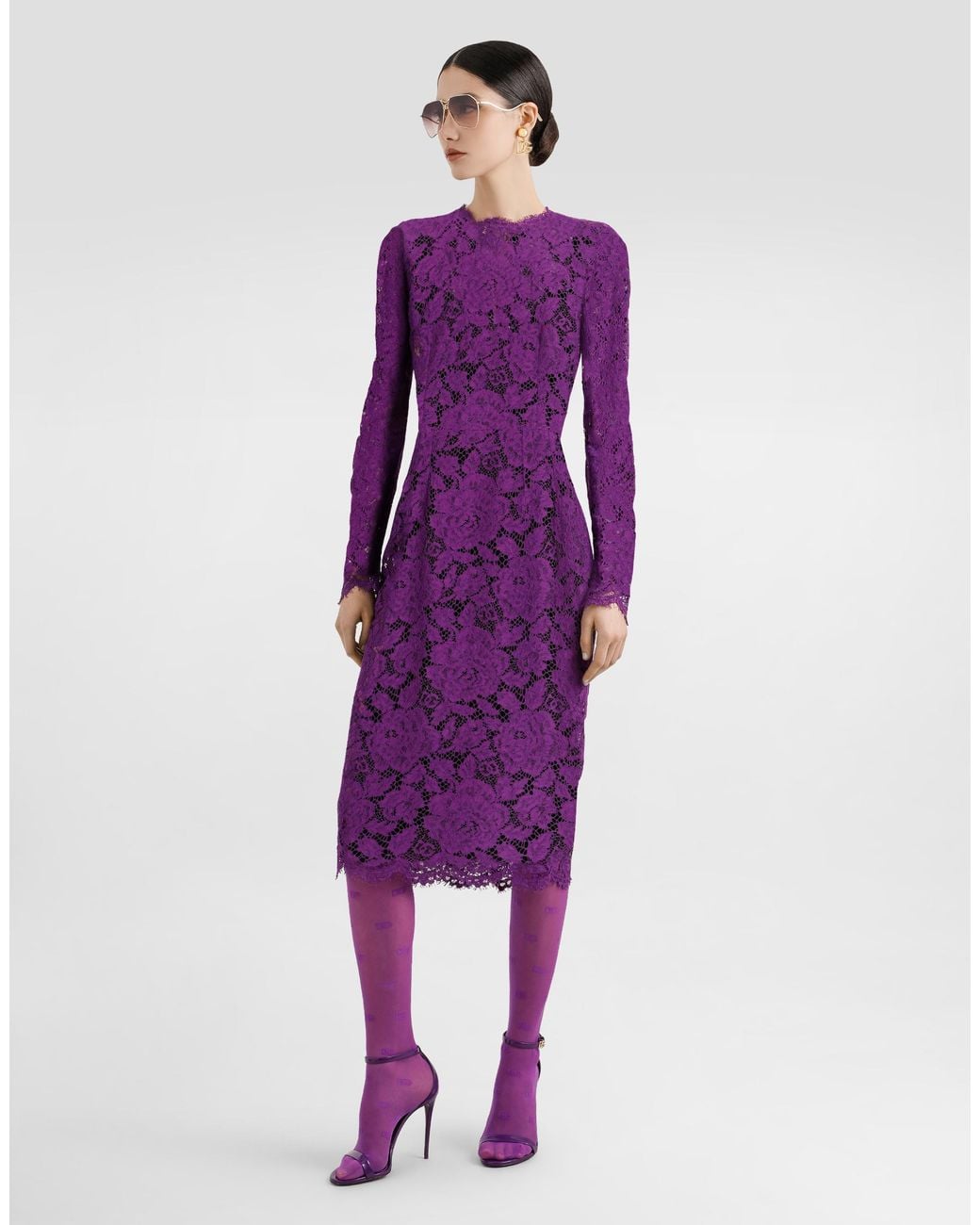 chinese dress ladies Dolce & Gabbana // Purple Floral Lace Dress – VSP Consignment main image 0