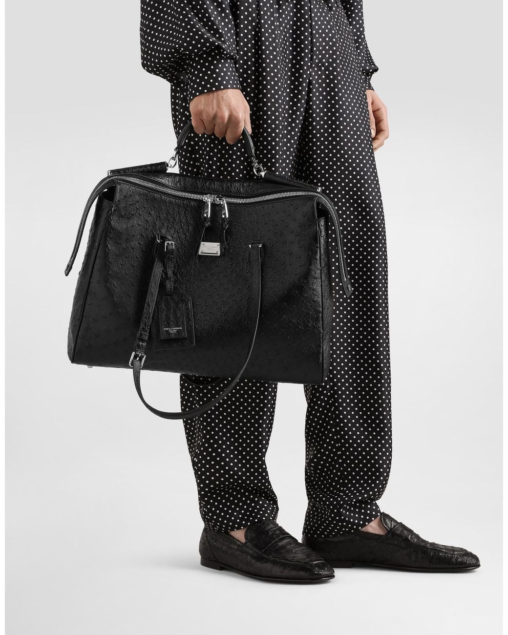 Dolce & Gabbana Handtasche Vittoria Aus Straußenleder in Black für Herren