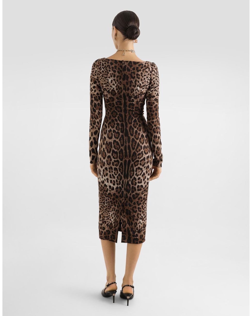 Dolce & Gabbana Multicolor Leopard- Fitted Dress