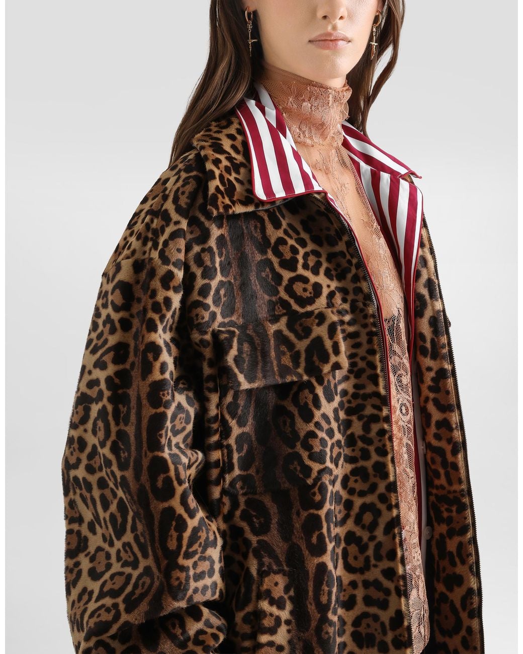Dolce & Gabbana Brown Pony Leo Shirt-Style Jacket