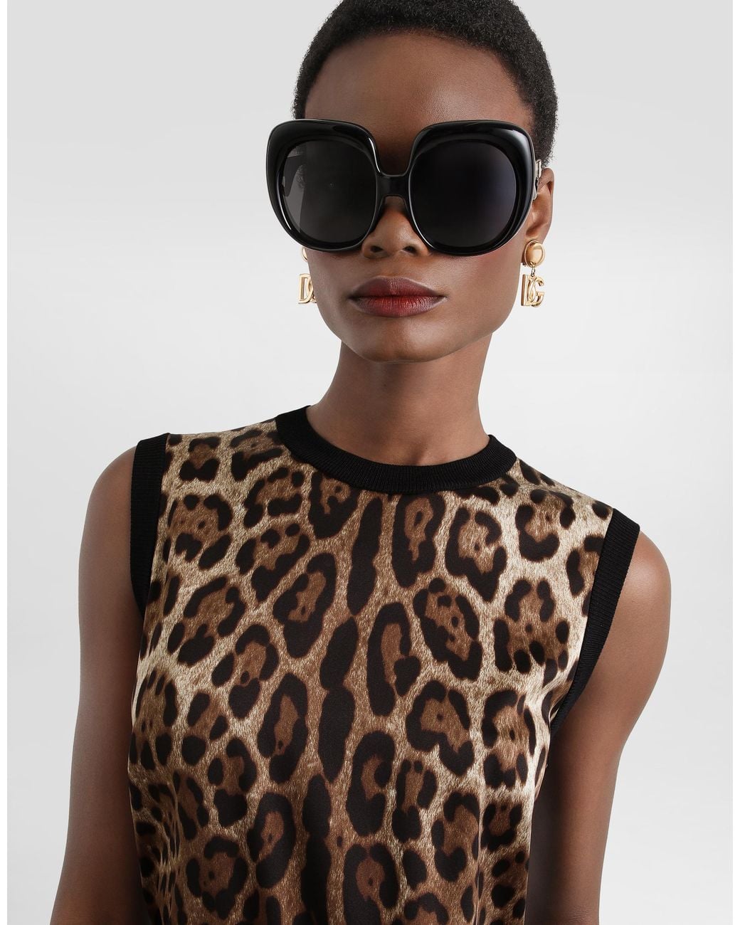 Dolce & Gabbana Black Leo- Wool Top