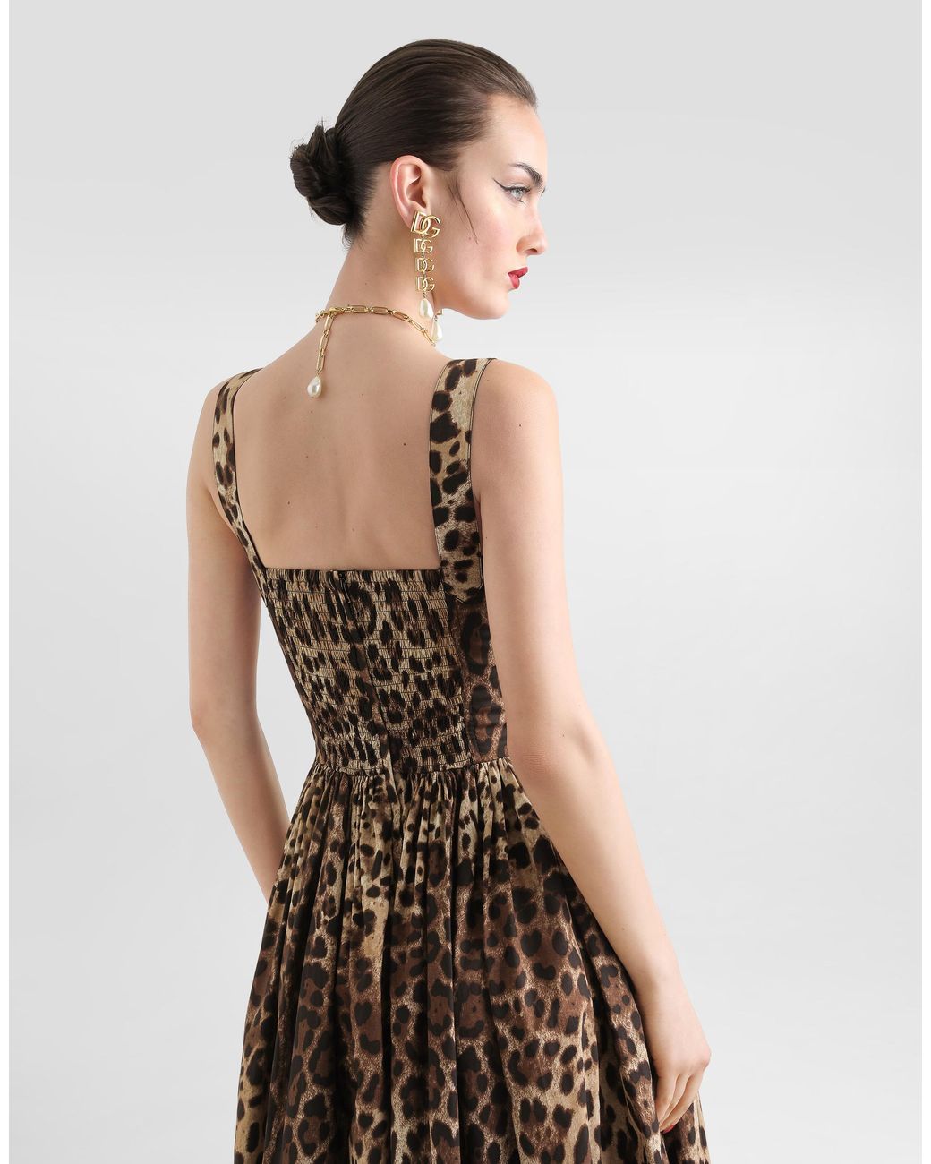 Dolce & Gabbana Multicolor Leo- Poplin Dress