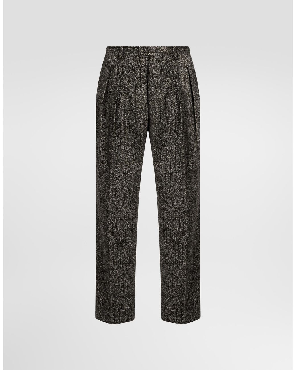 Dolce & Gabbana Gray Striped Wool Blend Trousers for men