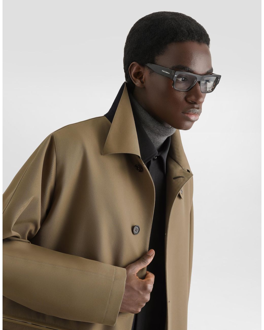 Dolce & Gabbana Natural Single-Breasted Cotton Trench Coat for men