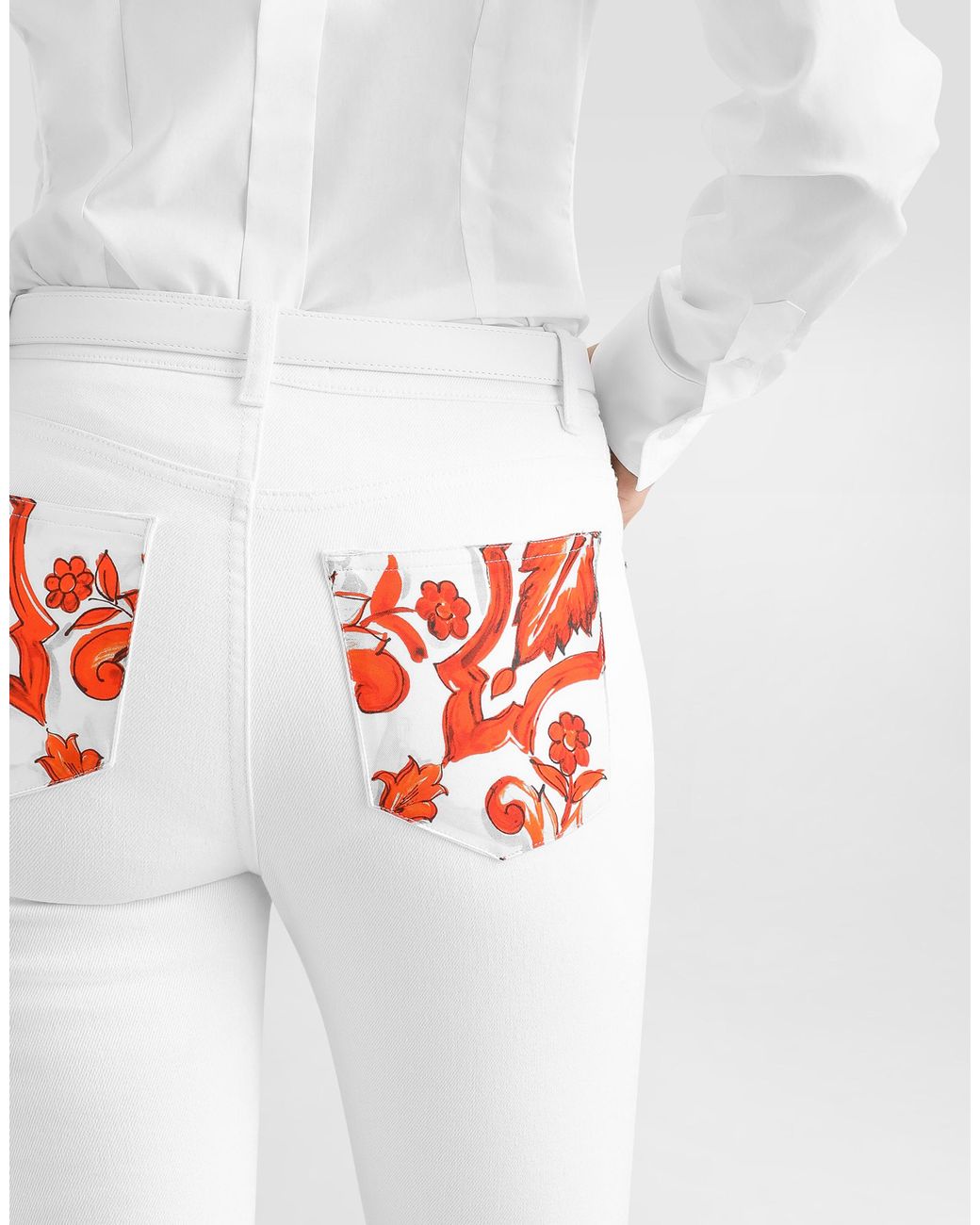 Pantaloni Capri 5 Tasche di Dolce & Gabbana in White