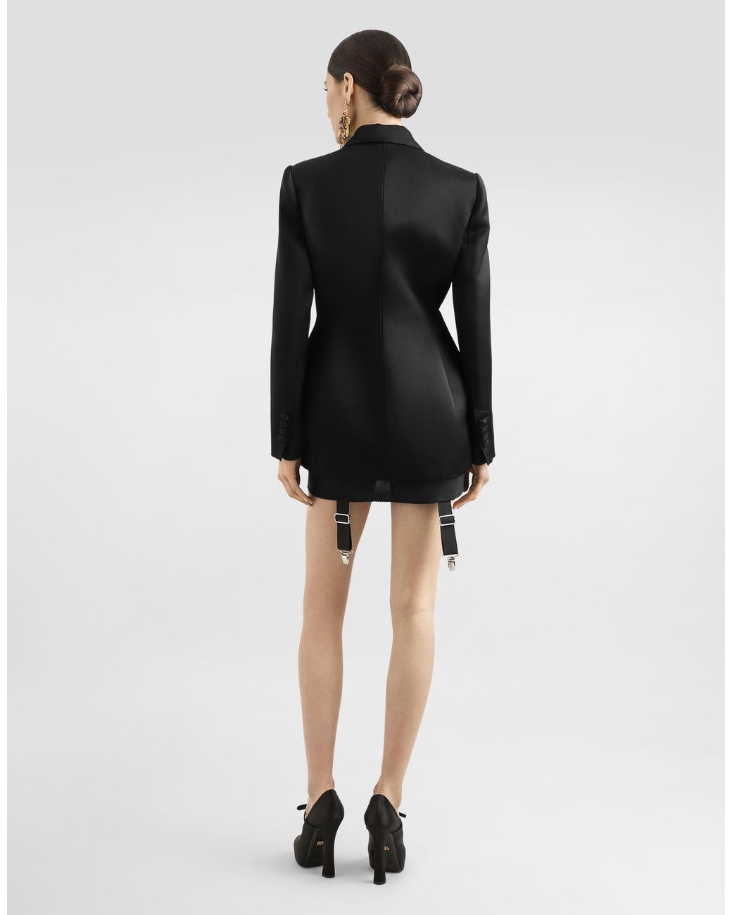 Dolce & Gabbana Black Double-Breasted Duchess Jacket With Conical Cups