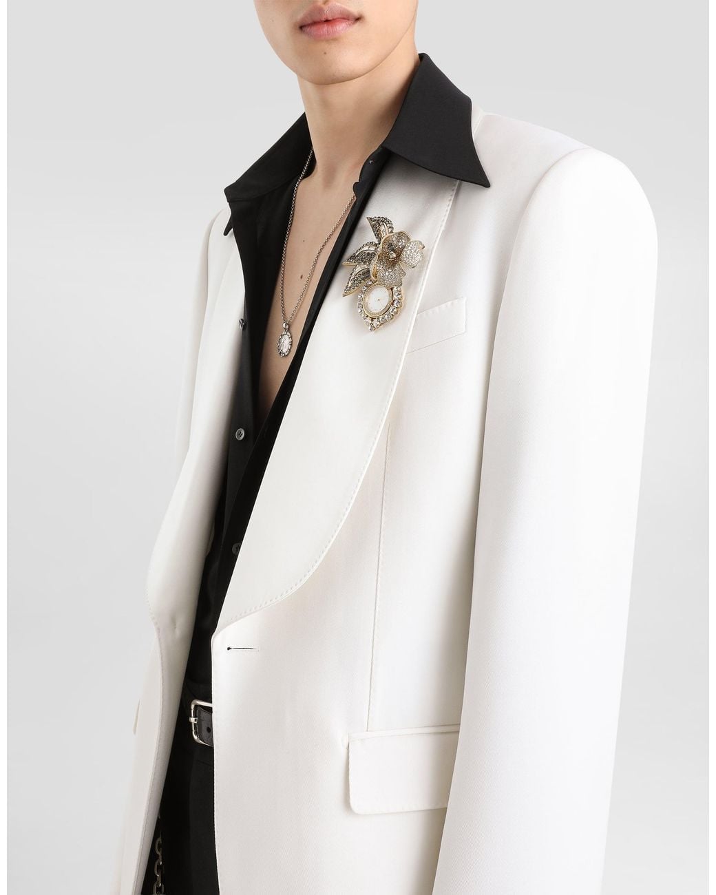 Dolce & Gabbana White Sicilia Single-Breasted Wool Jacket for men