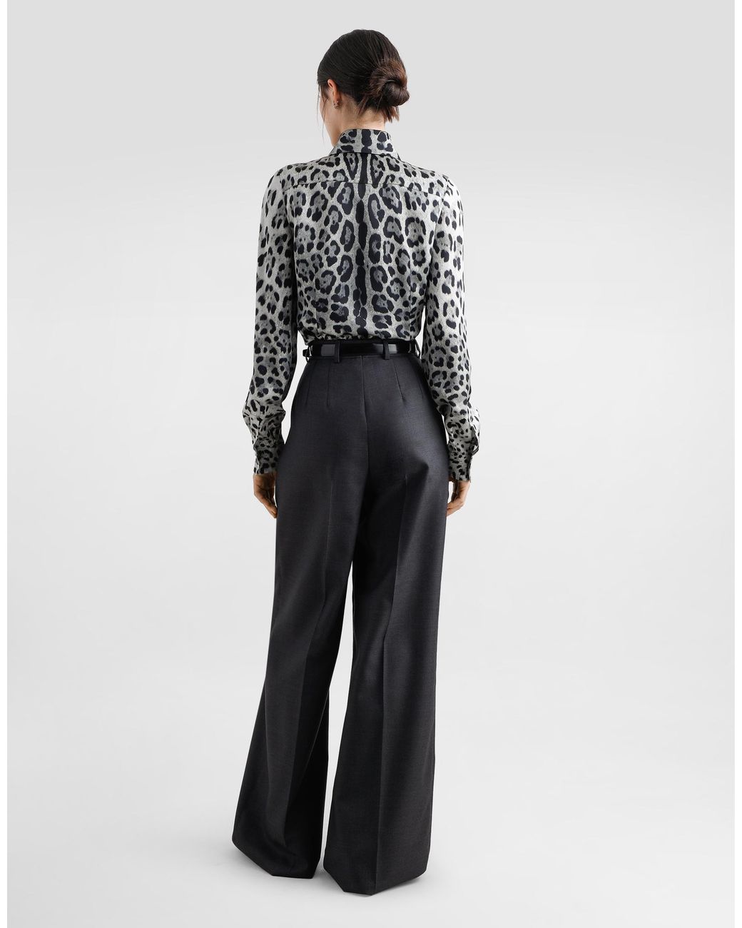 Dolce & Gabbana White Leopard- Silk Satin Shirt