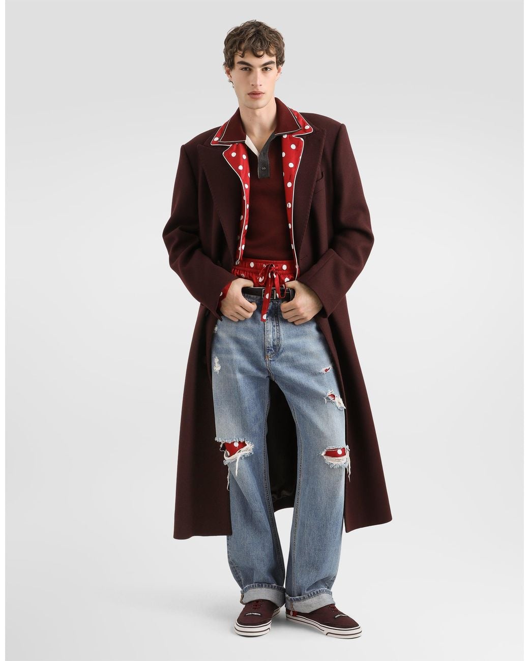 Dolce & Gabbana Purple Single-Breasted Virgin Wool Blend Coat for men