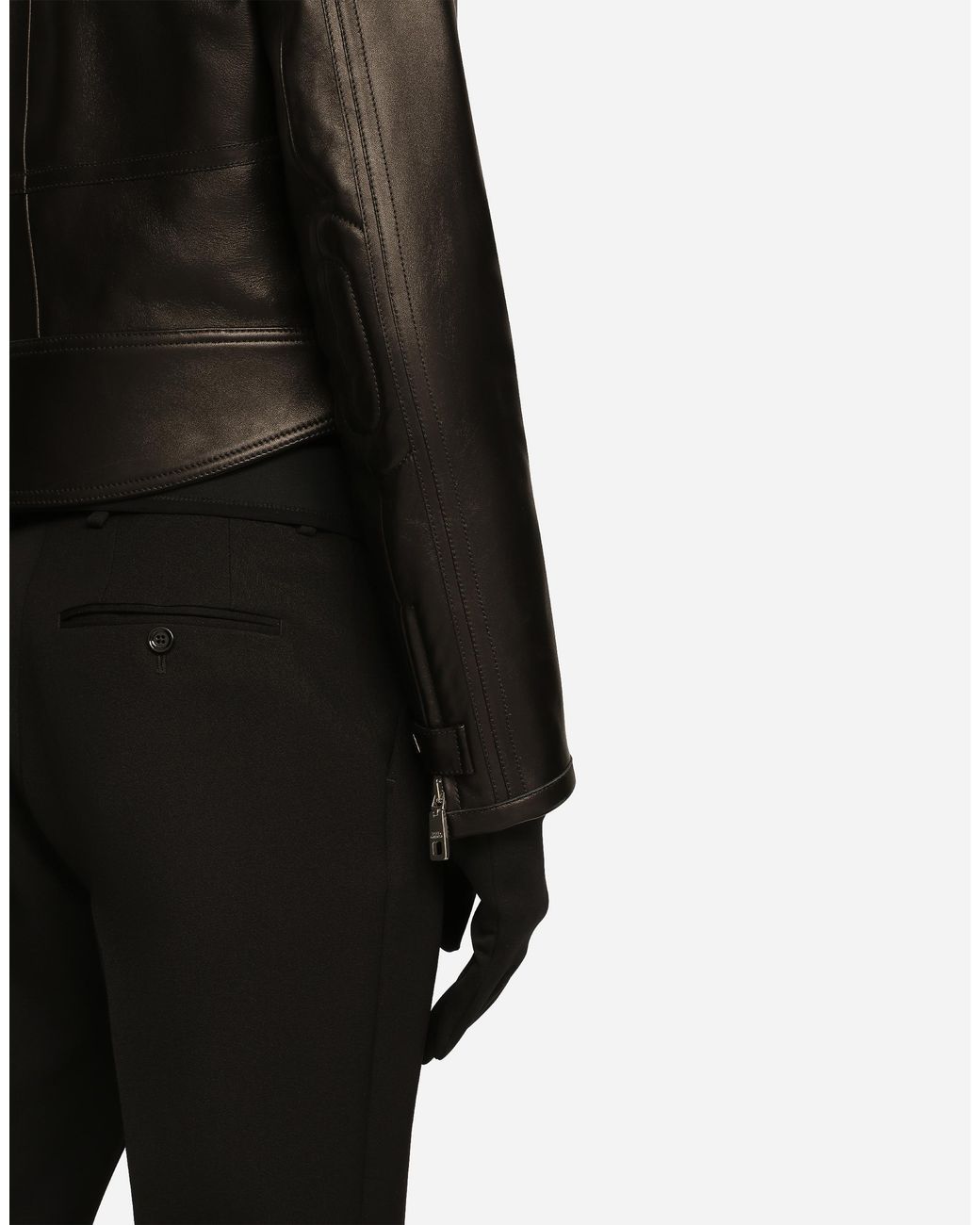 Dolce & Gabbana Black Nappa Leather Biker Jacket for men