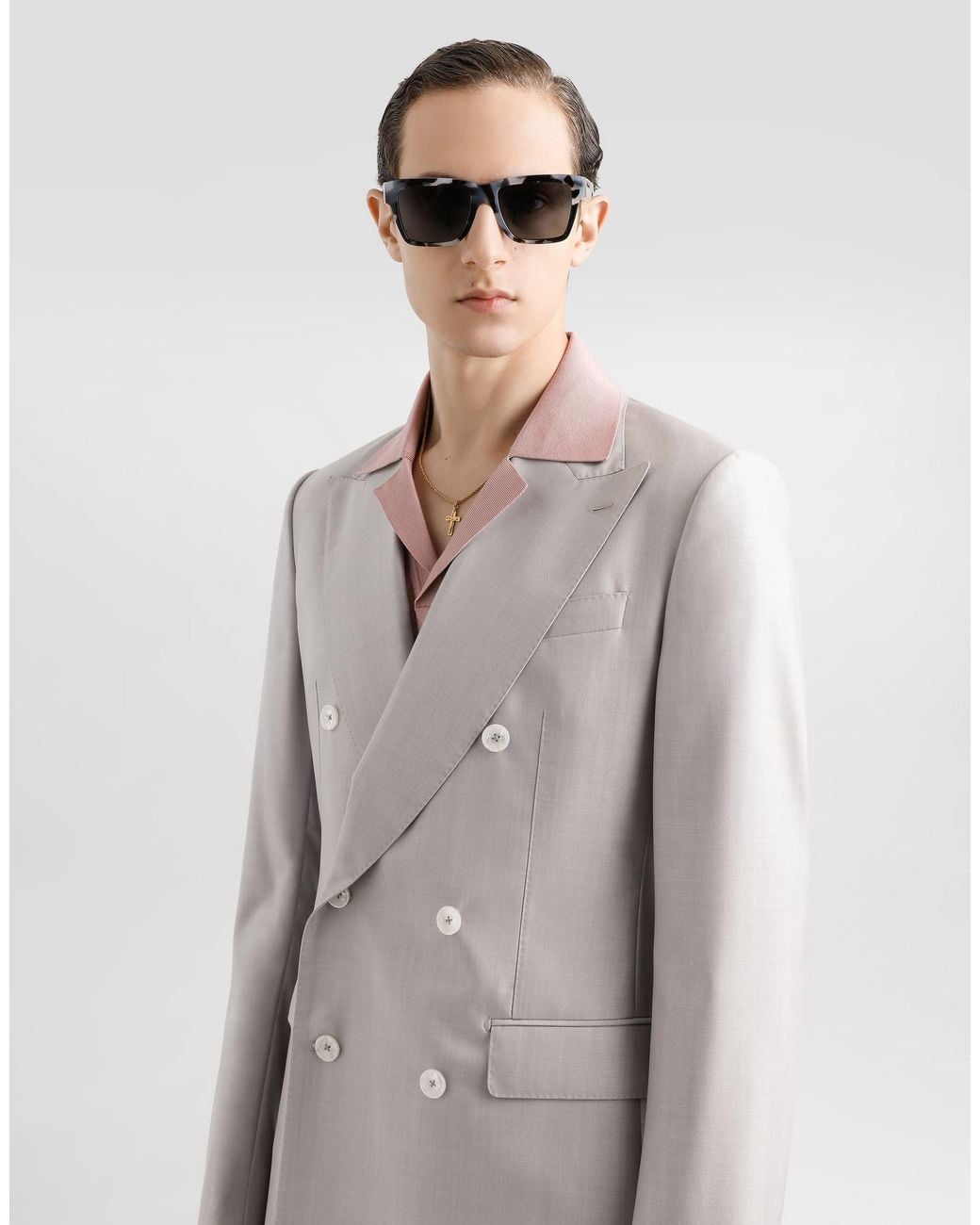 Dolce & Gabbana Gray Deconstructed Double-Breasted Wool And Silk Suit for men