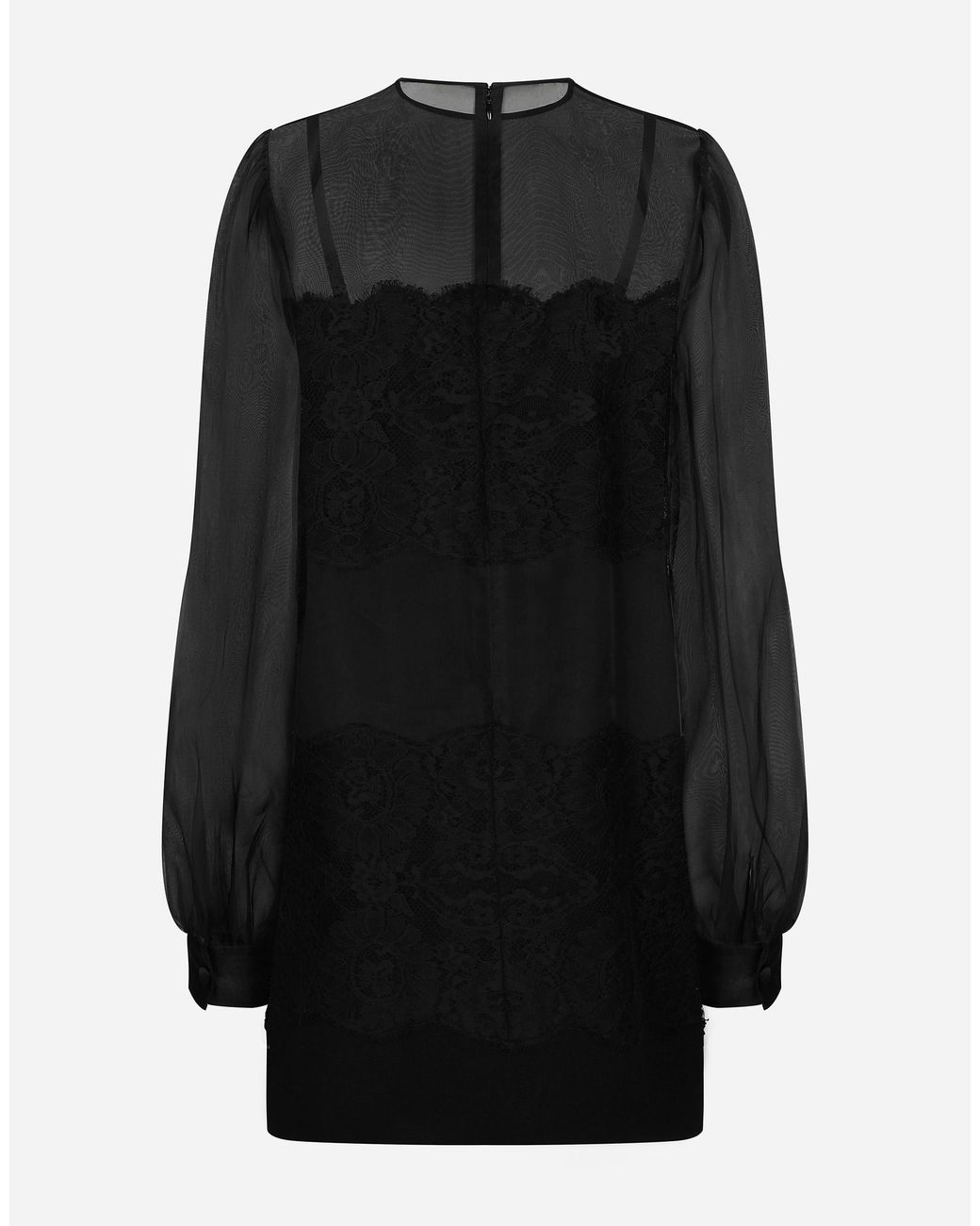 Dolce & Gabbana Black Organza Lace Inlay Mini Dress