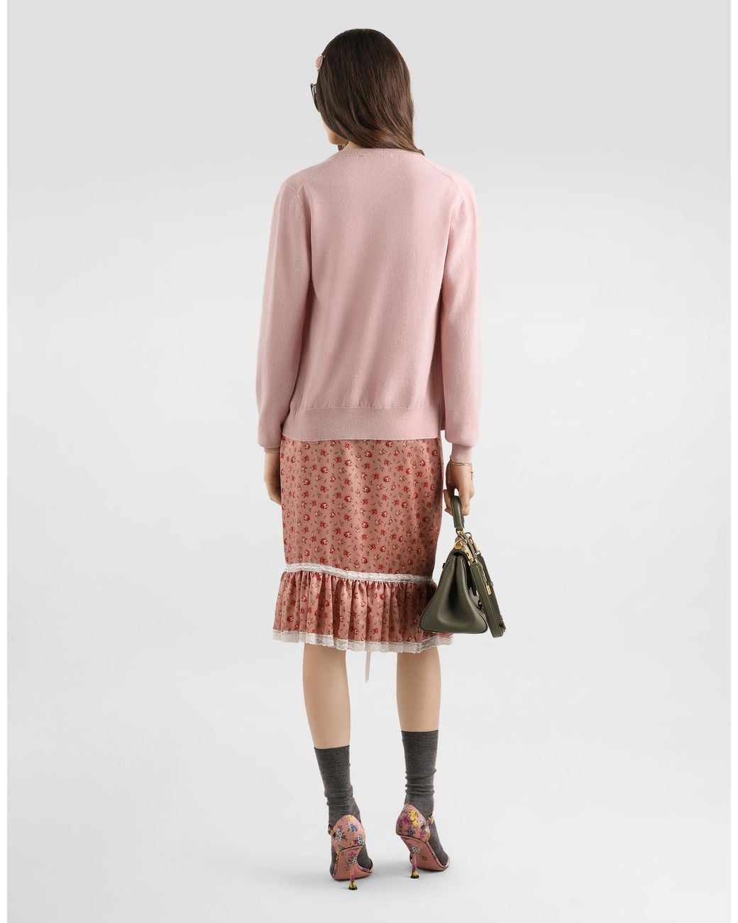 Dolce & Gabbana Pink Cashmere Cardigan With Jewel Buttons