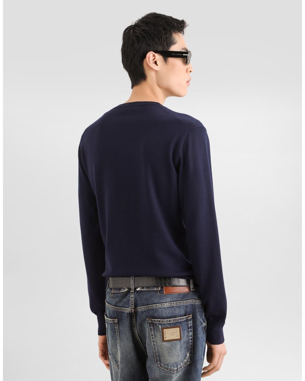 Dolce & Gabbana Blue Virgin Wool Pullover for men