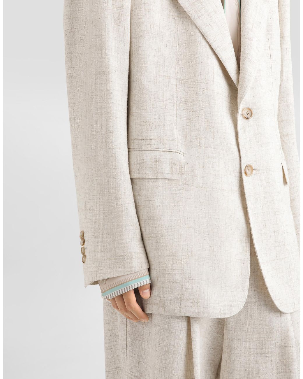 Dolce & Gabbana Natural Single-Breasted Tweed-Effect Linen And Viscose Jacket for men
