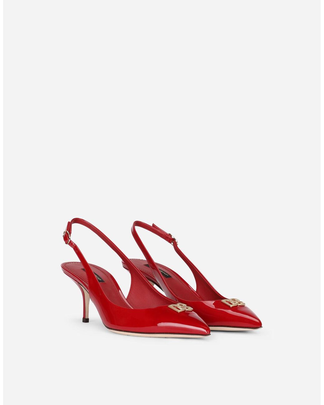 red patent slingbacks