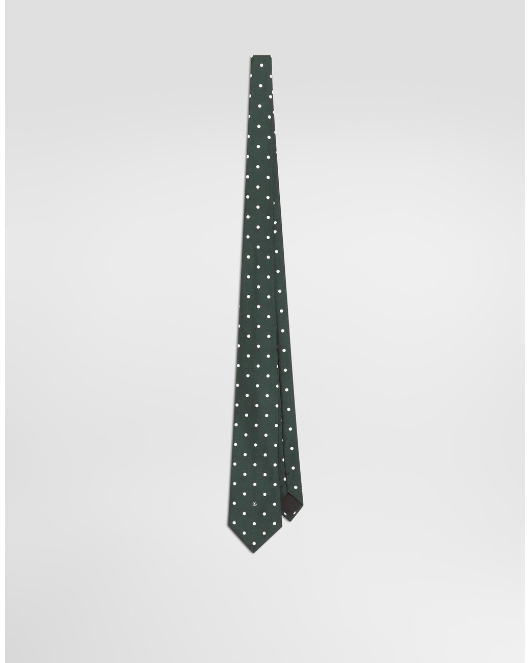 Dolce & Gabbana White Polka Dot-Print Silk Twill Tie for men