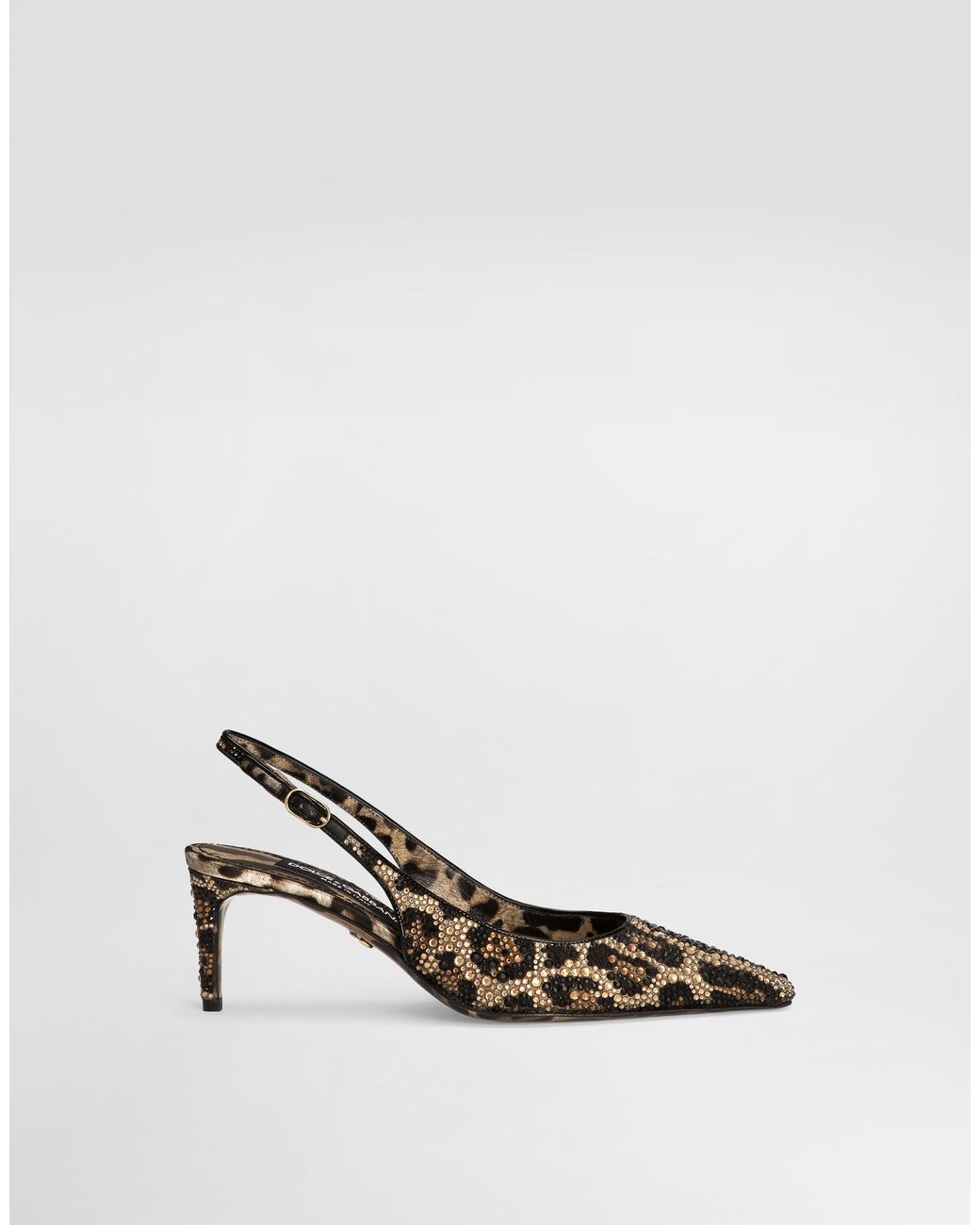 Dolce & Gabbana White Satin Slingbacks With Fusible Rhinestones