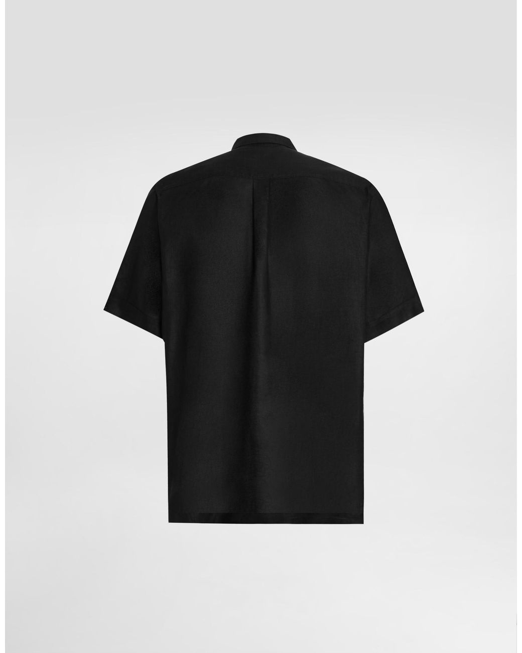 Dolce & Gabbana Black Linen Canvas Shirt With Dg Embroidery for men