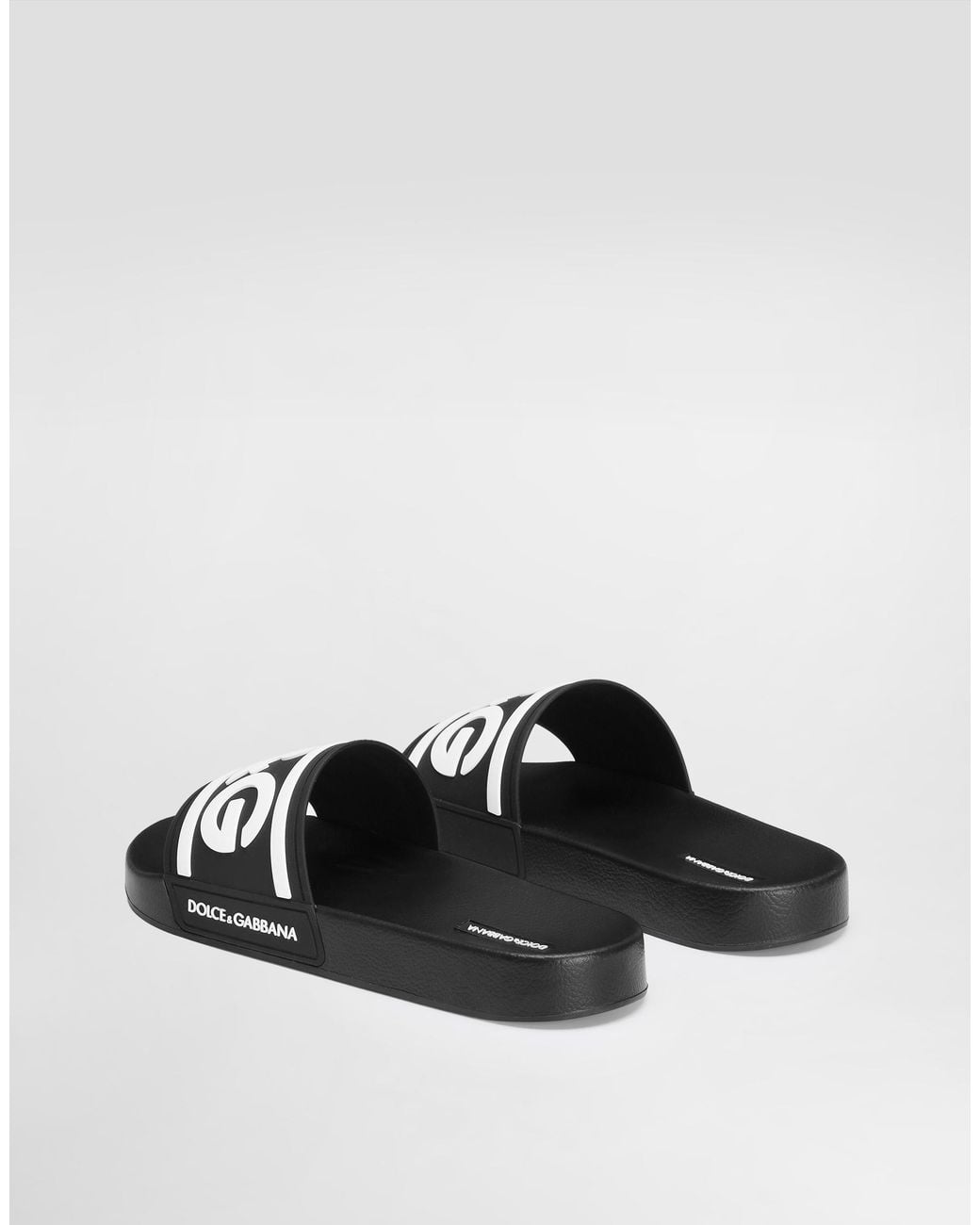 Dolce & Gabbana White Logo Rubber Slides for men