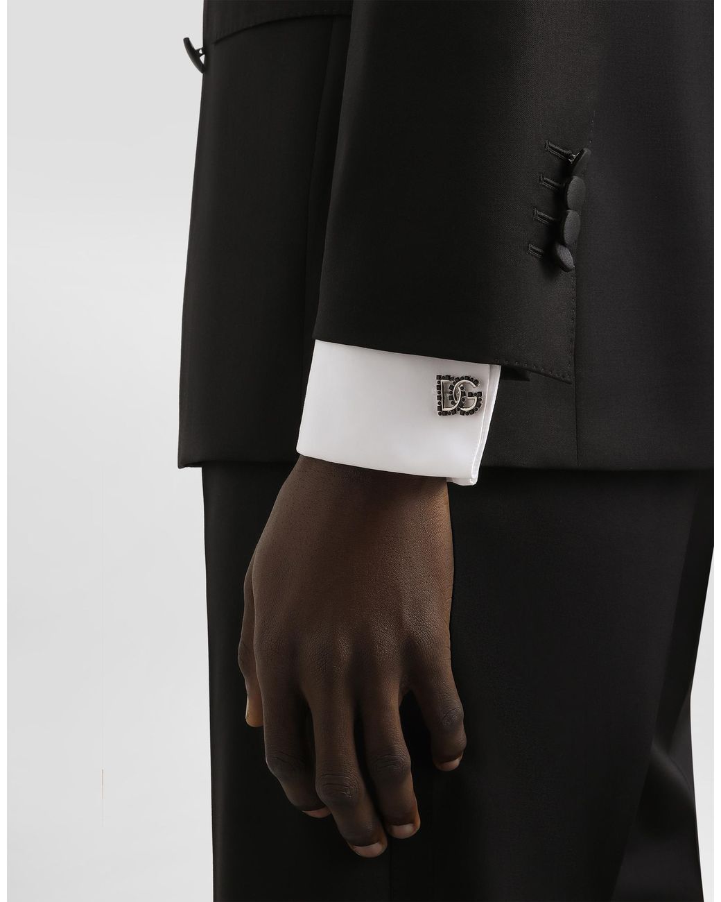 Dolce & Gabbana White Dg Logo Cufflinks With Rhinestones for men