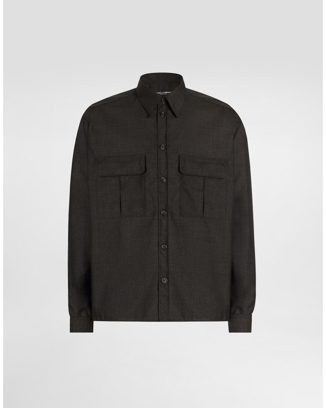 Dolce & Gabbana Black Virgin Wool Canvas Shirt for men