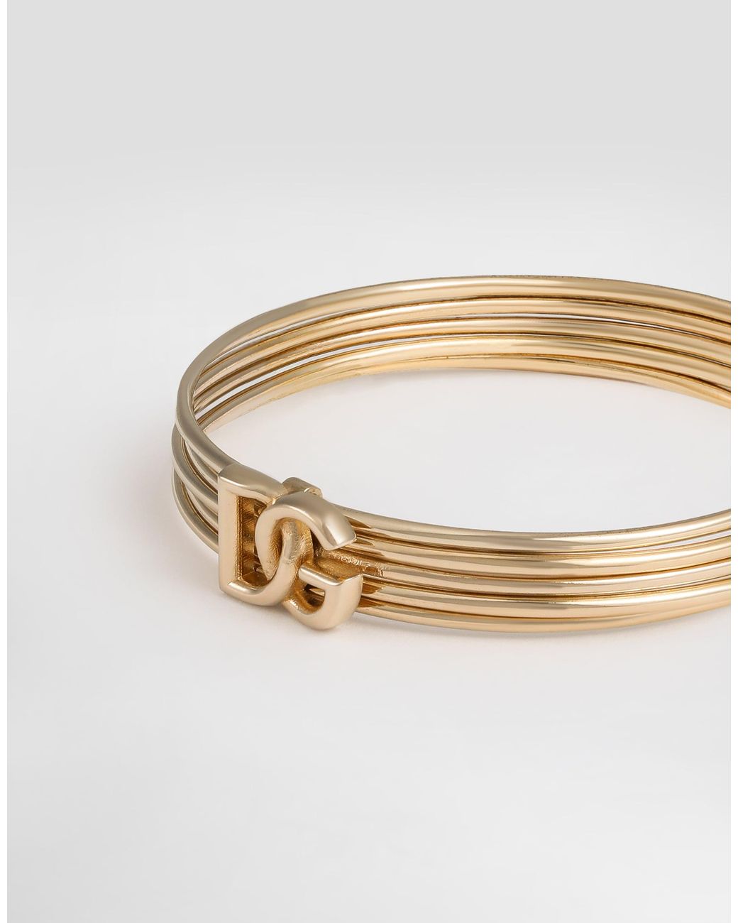 Dolce & Gabbana White Rigid Multi-Hoop Bangle With Dg Logo