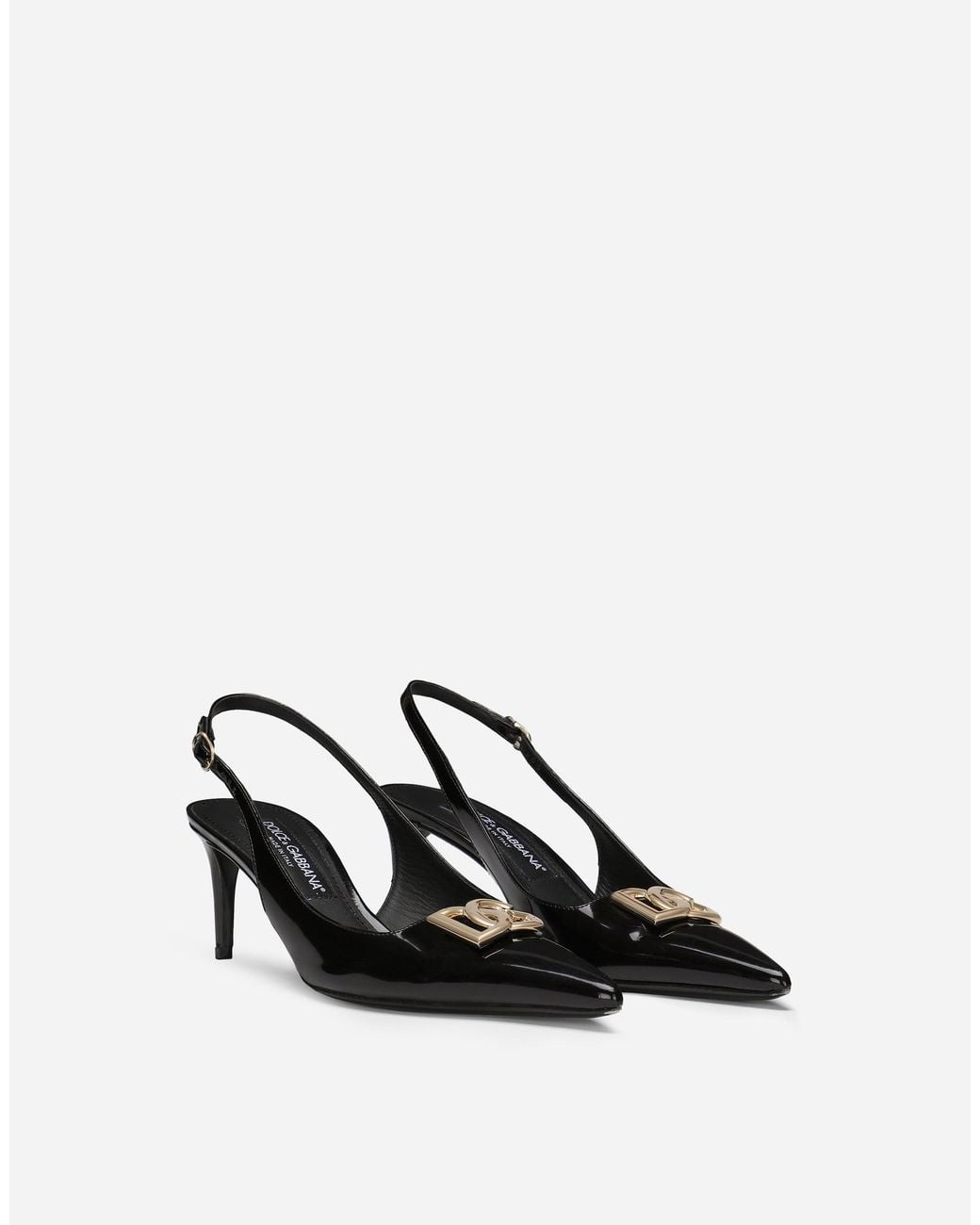 Dolce & Gabbana White Polished Calfskin Slingbacks