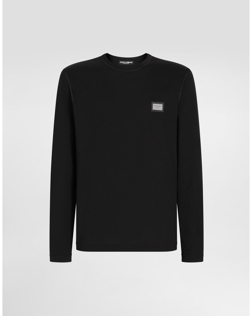 Dolce & Gabbana Black Long-Sleeved T-Shirt With Logo Tag for men