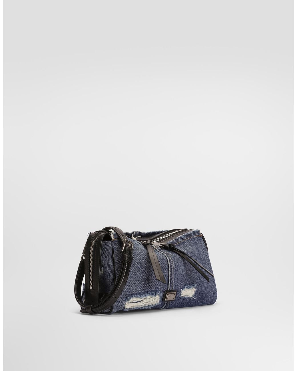 Dolce & Gabbana Blue Vittoria Denim Patchwork Shoulder Bag for men