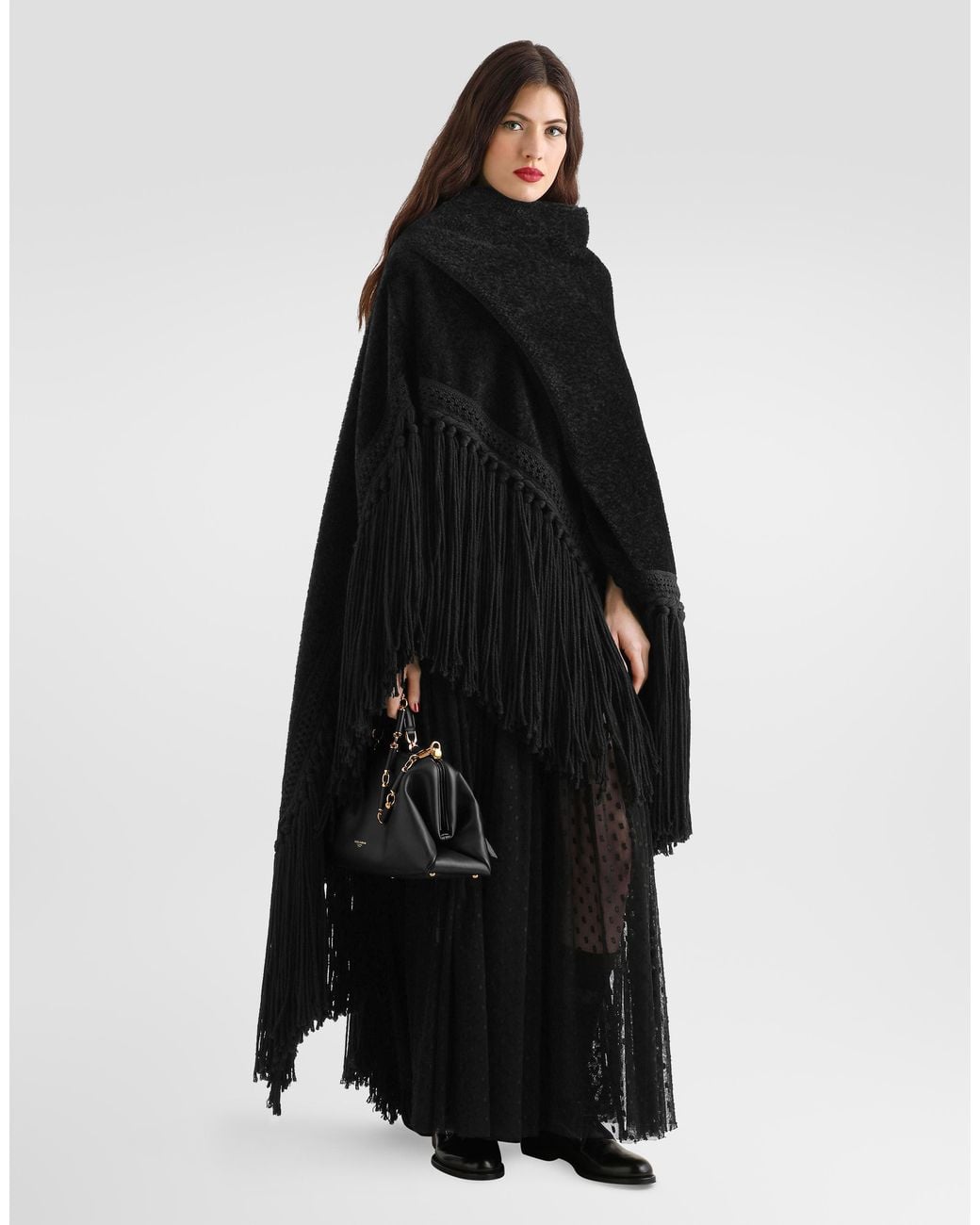 Dolce & Gabbana Black Wool Cape