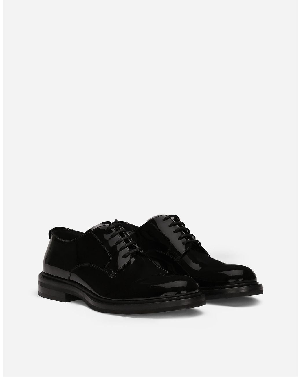 Dolce & Gabbana Black Calfskin Derby Shoes with Logo for men