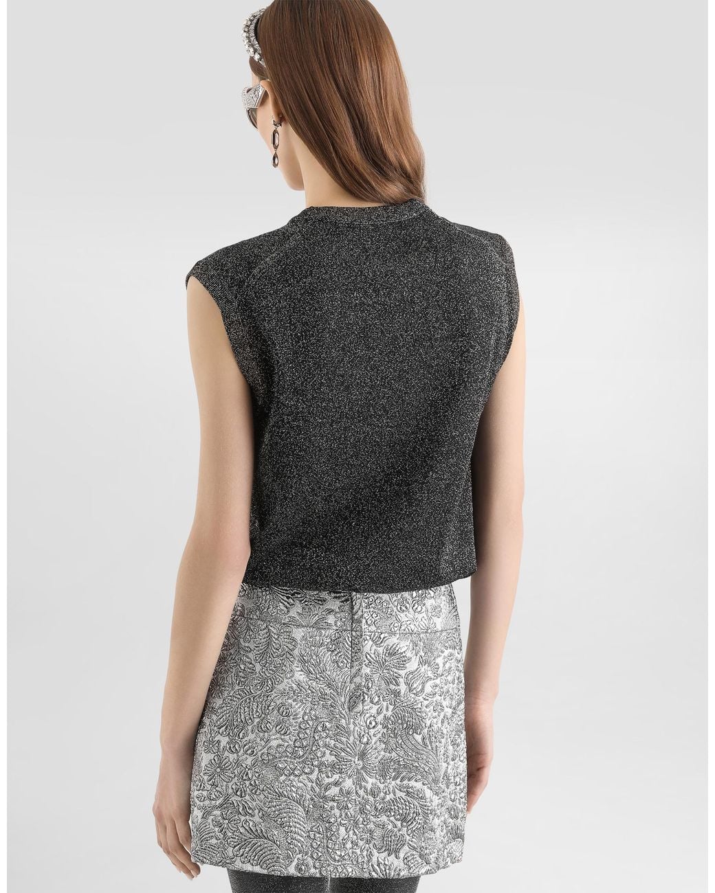 Dolce & Gabbana Black Metallic Knit Tank Top