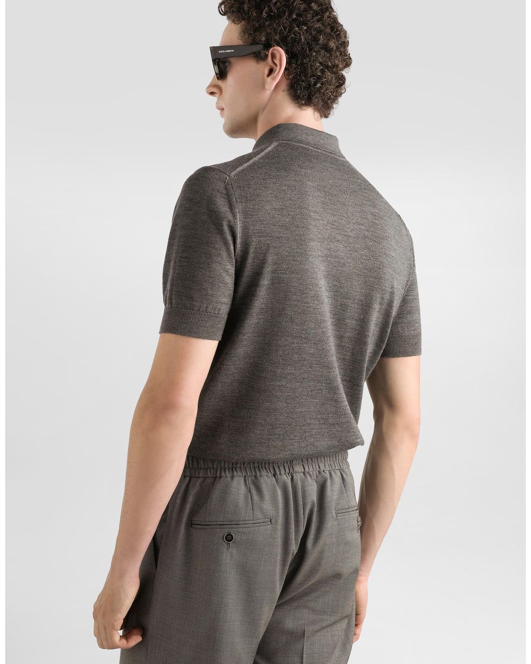 Dolce & Gabbana Gray Virgin Wool Polo Shirt for men