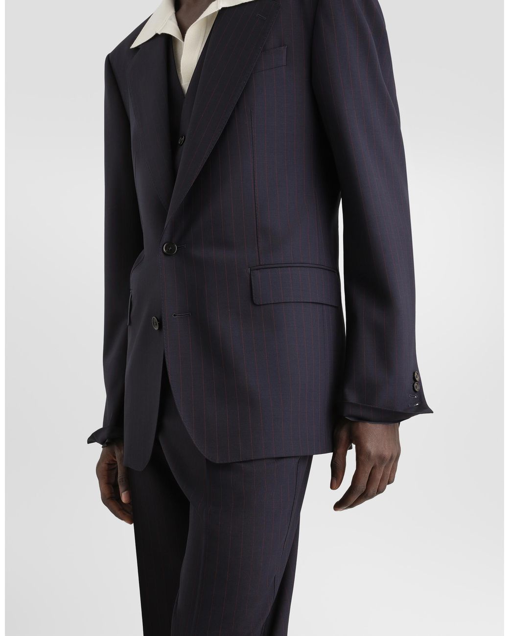 Dolce & Gabbana Blue Single-Breasted Sicilia Light Pinstripe Wool Suit for men
