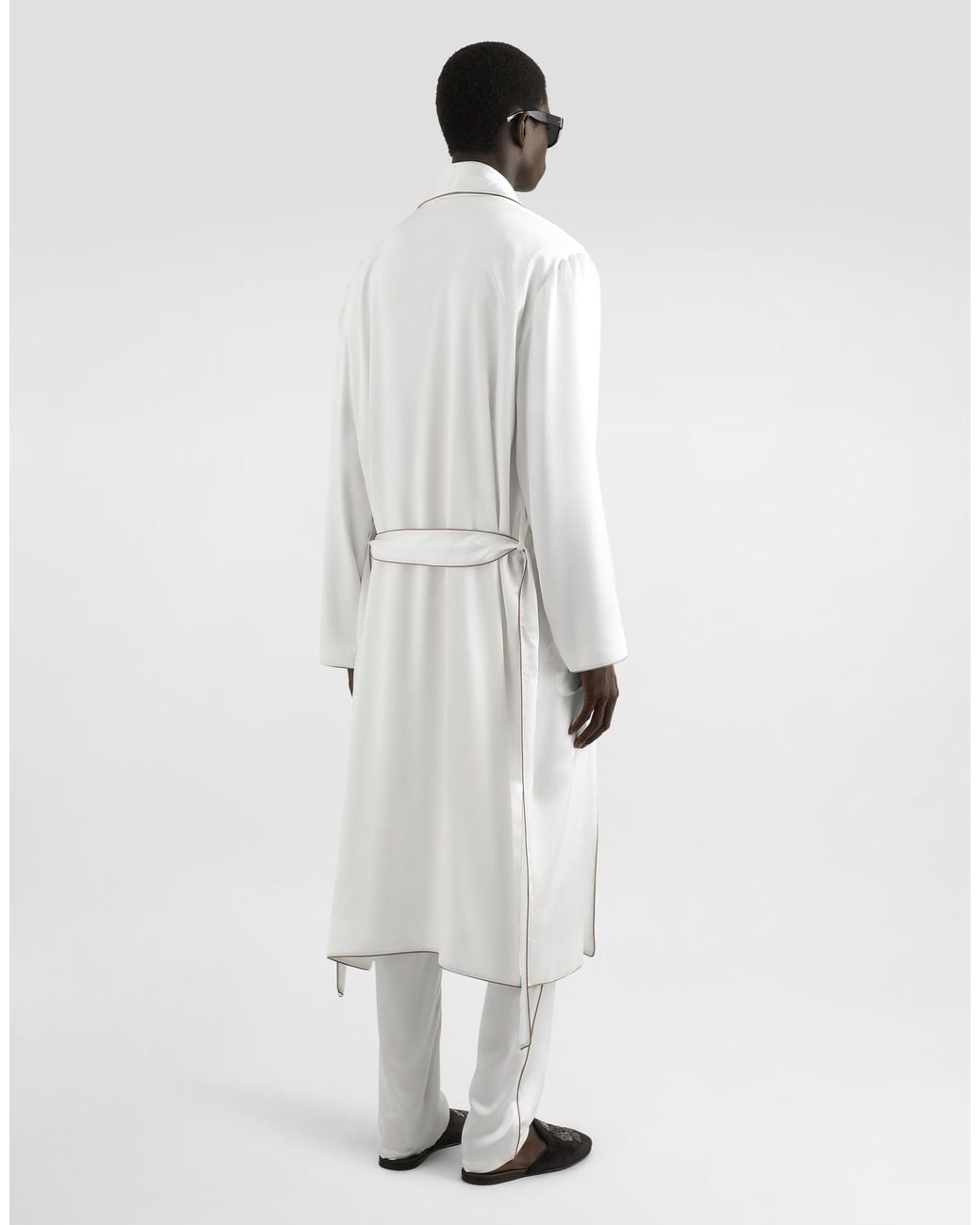 Dolce & Gabbana White Silk Round-Neck Sweater With Dg Embroidery for men