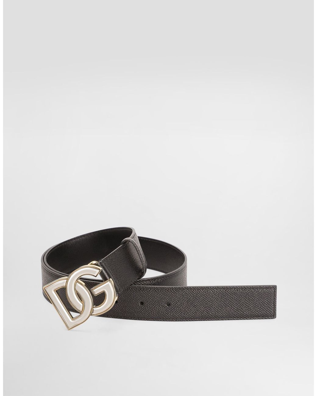 Dolce & Gabbana White Alpine Calfskin Belt for men