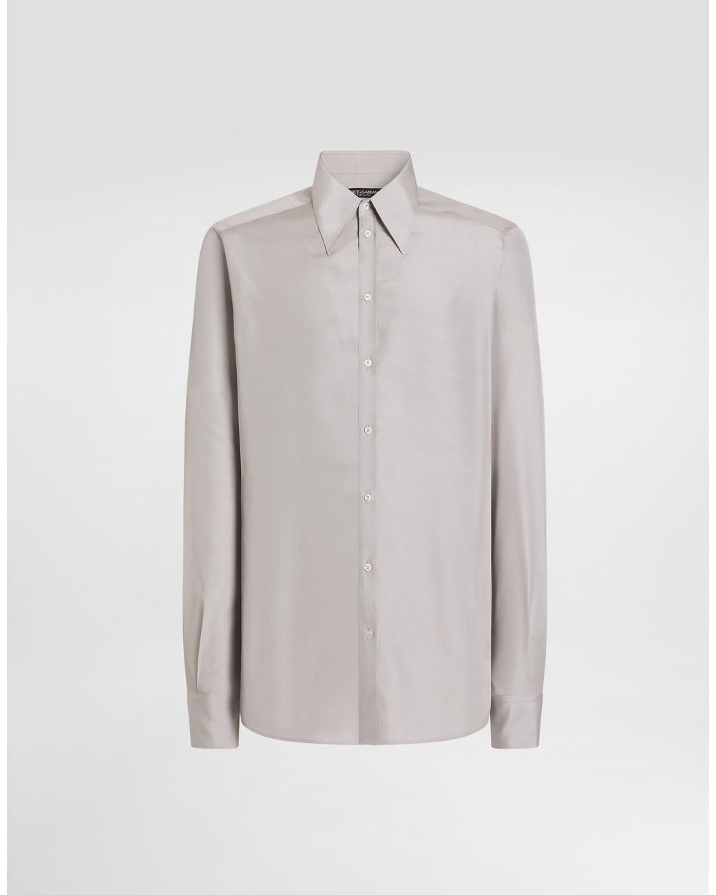 Dolce & Gabbana Gray Silk Poplin Shirt for men